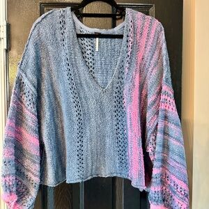 Free People Amethyst Sweater in Blue and Pink size Medium